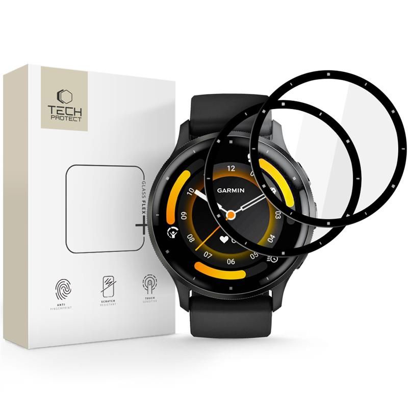 Tech-Protect Glass Flex+ 2-pack hybridilasi Garmin Venu 3:lle - musta