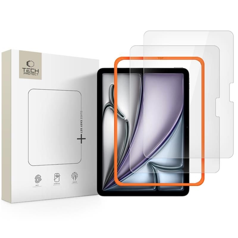Tech-Protect Easy Set+ 2-pack karkaistu lasi iPad Air 11" 2024 / 2025 - läpinäkyvä - läpinäkyvä