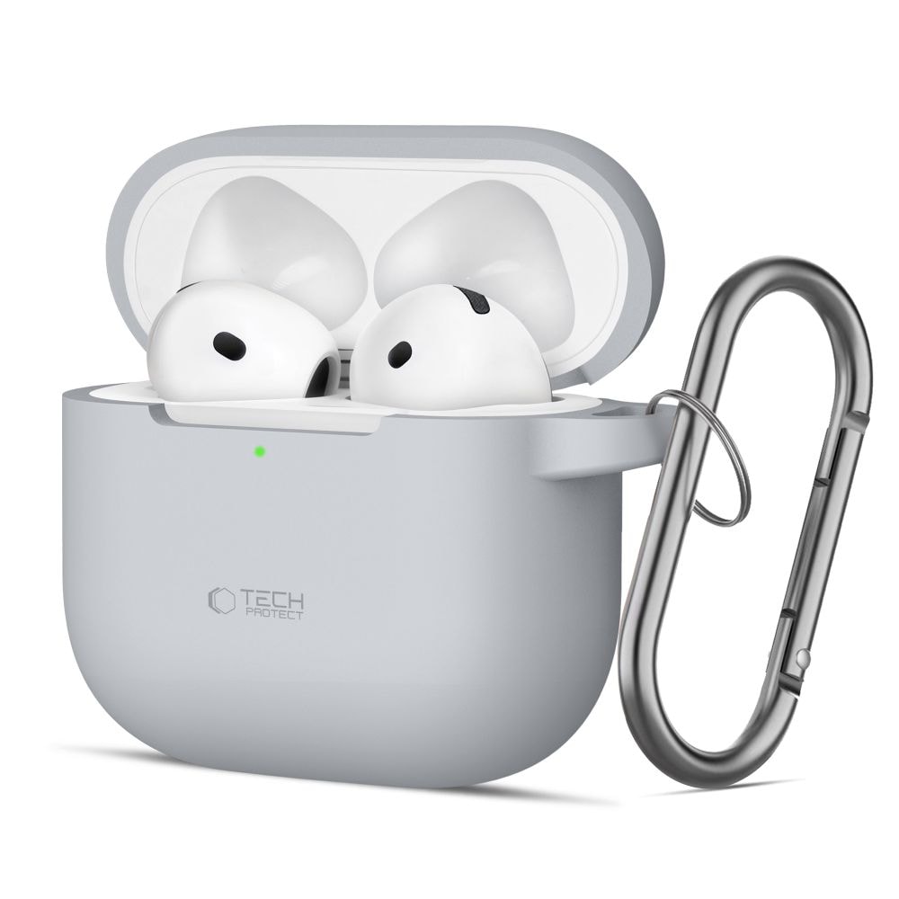 Tech-Protect silikoninen koukkukotelo AirPods 4:lle - harmaa
