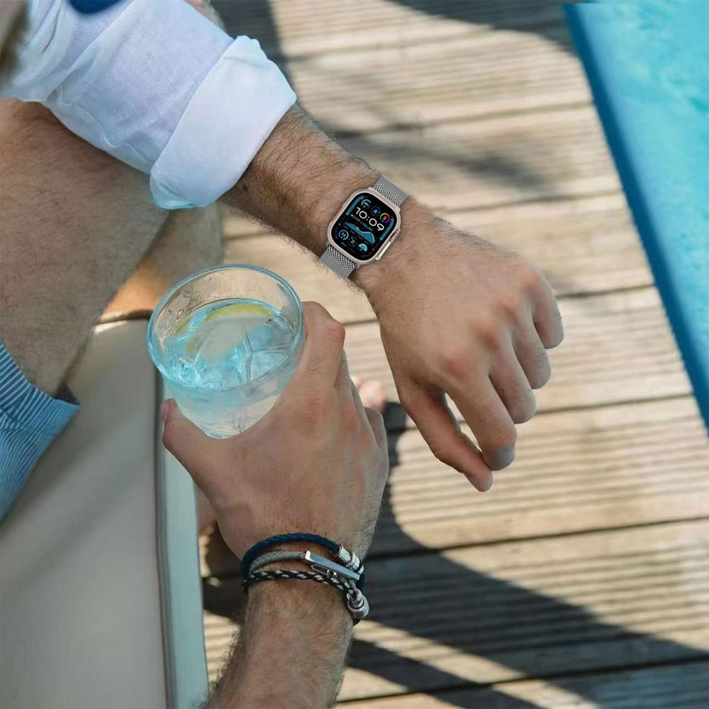 Tech-Protect Milano hihna Apple Watch 6/7/8/9/10/SE/Ultra 1/2 (44/45/46/49 MM) - titaani