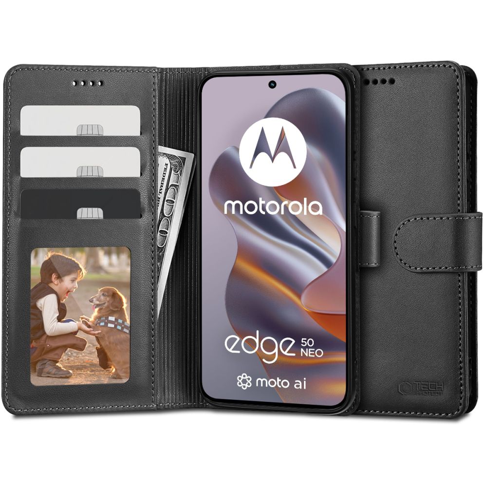 Tech-Protect lompakkokotelo tuotteelle Motorola EDGE 50 NEO - musta