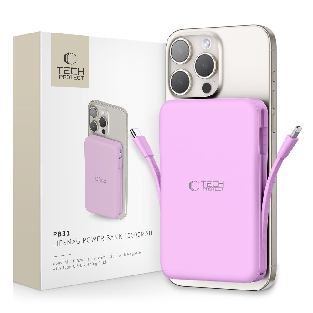 Tech-Protect PB31 MagSafe 10000mAH Power Bank - violetti