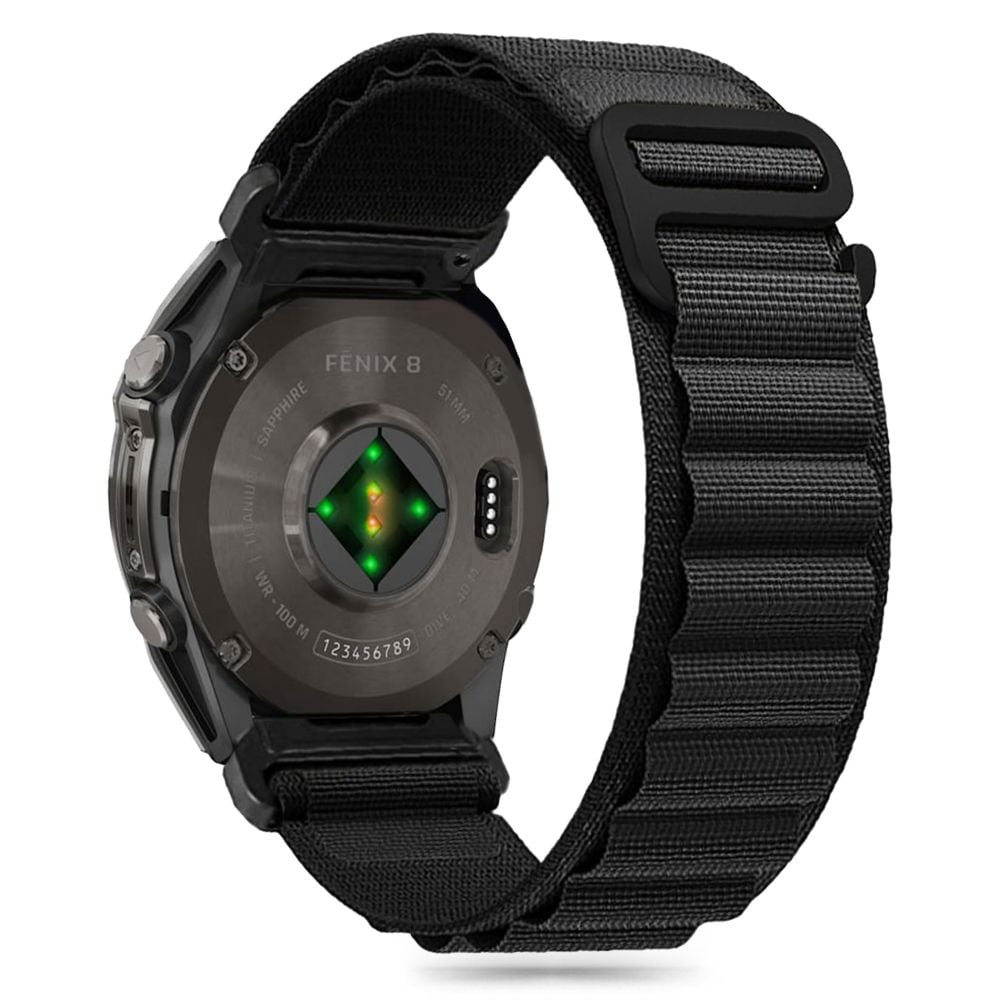 Tech-Protect Nylon Pro hihna Garmin Fenix 5 / 6 / 6 Pro / 7 / 8 (47MM) - Musta
