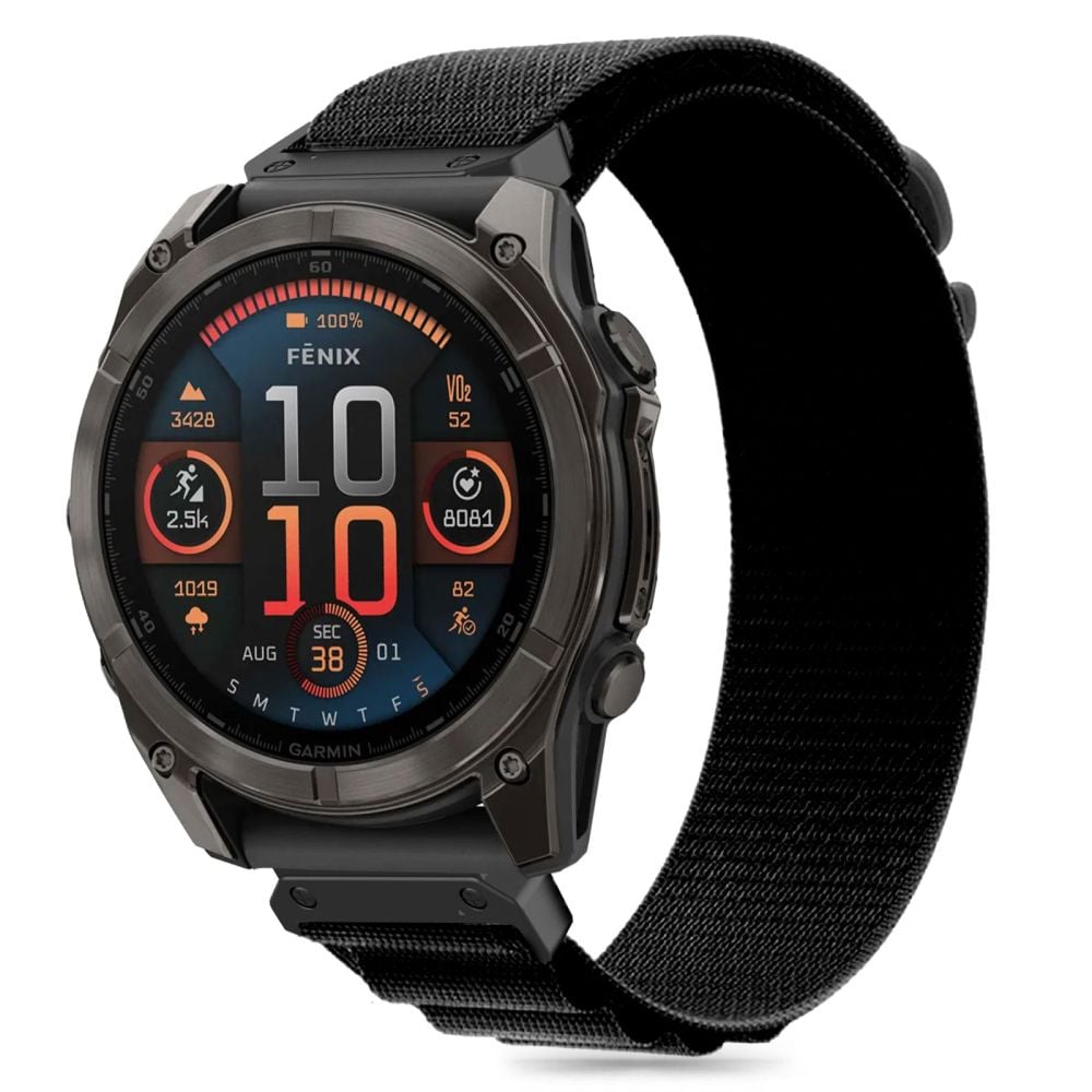 Tech-Protect Nylon Pro hihna Garmin Fenix 5 / 6 / 6 Pro / 7 / 8 (47MM) - Musta