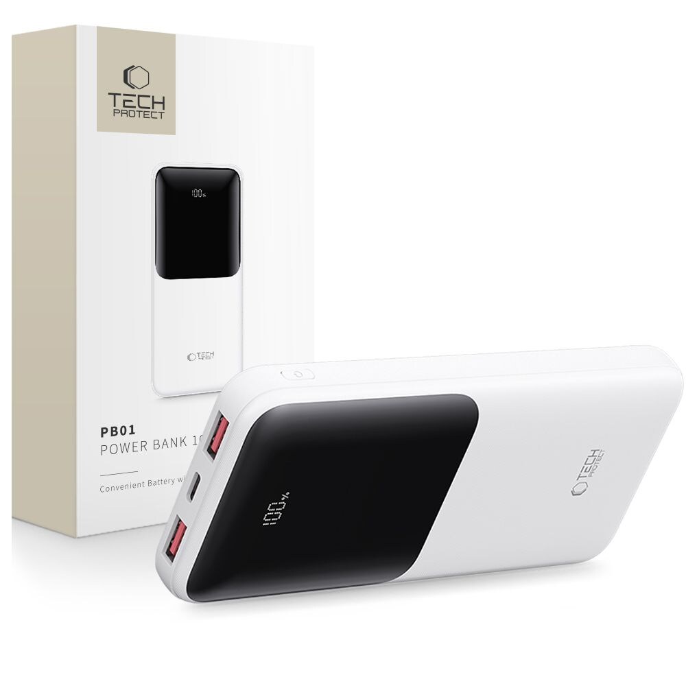 Powerbank Tech-Protect PB01 10000mAh 22.5W - valkoinen