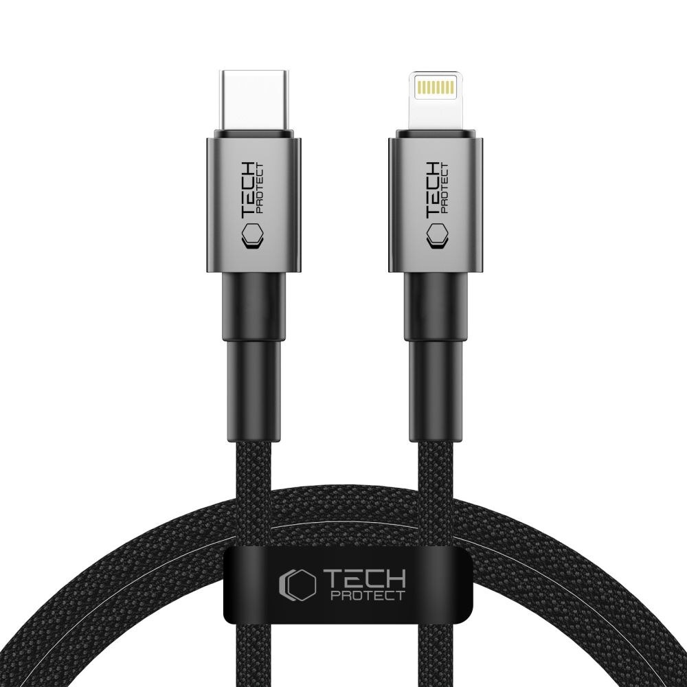 Tech-Protect UltraBoost DNA USB-C / Lightning PD27W/3A -kaapeli 100 cm - harmaa - harmaa