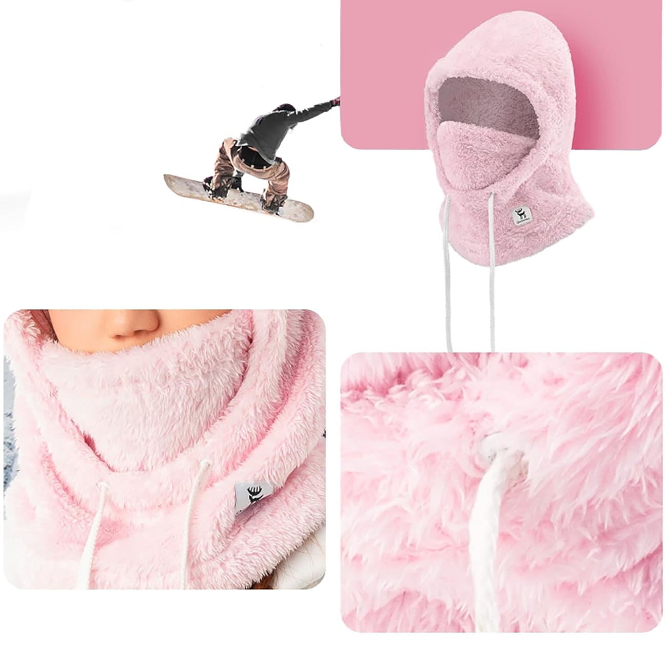 Qunature Arctic Velvet Ski Balaclava koko L - vaaleanpunainen
