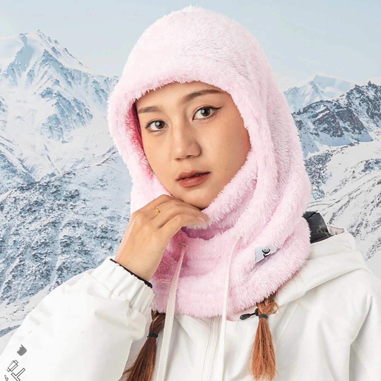 Qunature Arctic Velvet Ski Balaclava koko L - vaaleanpunainen