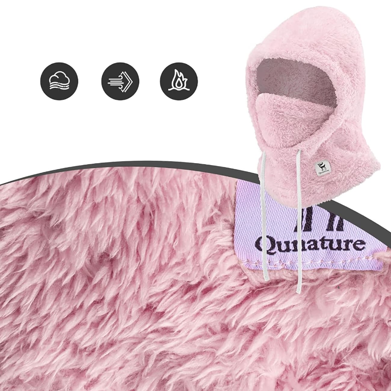 Qunature Arctic Velvet Ski Balaclava koko L - vaaleanpunainen