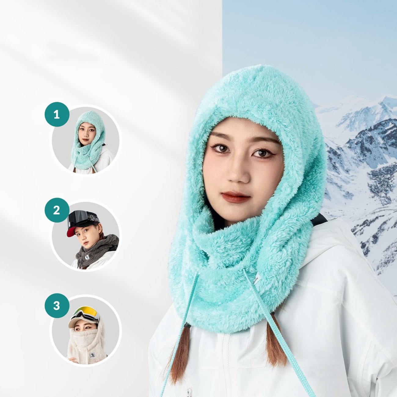 Qunature Arctic Velvet Ski Balaclava koko M - Minttu