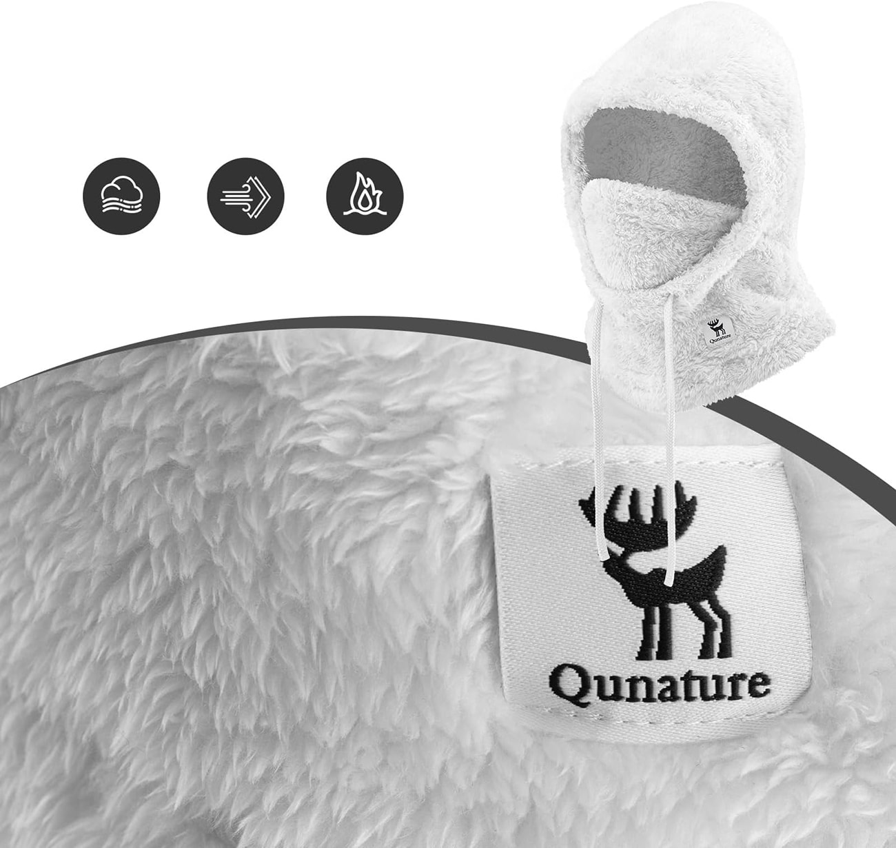 Qunature Arctic Velvet Ski Balaclava koko L - Valkoinen