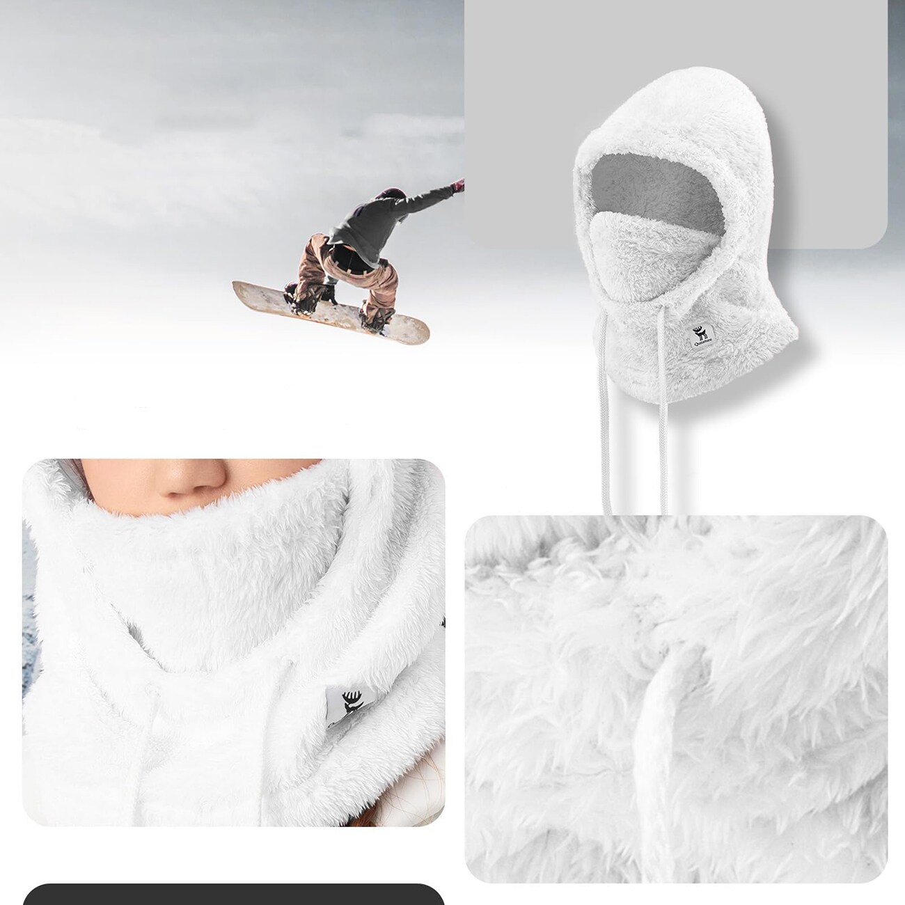 Qunature Arctic Velvet Ski Balaclava koko M - Valkoinen