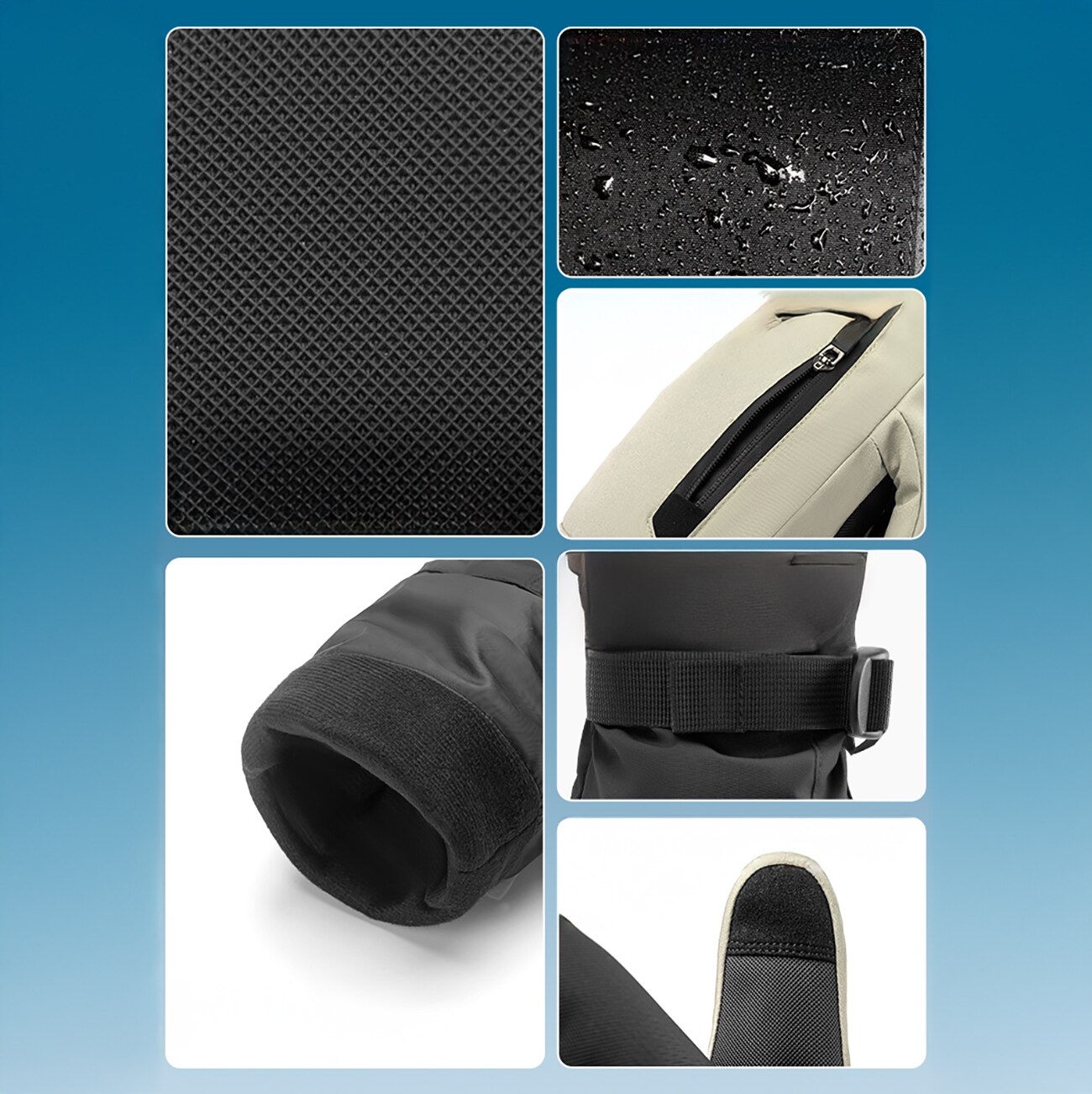 Qunature täyspitkät hiihtohanskat koko L - vaaleanruskea