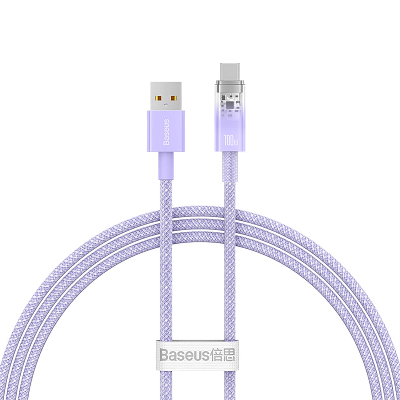 Baseus Explorer 100W USB-A - USB-C kaapeli älykkäällä lämpötila-anturilla 1m - violetti - violetti