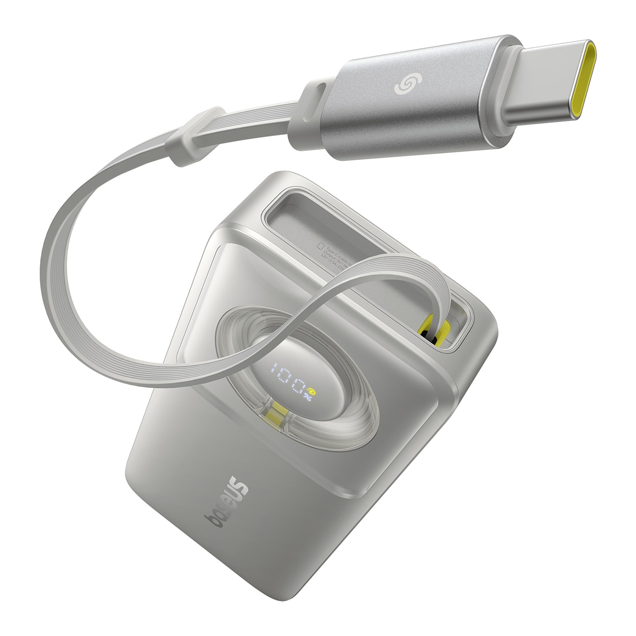 Baseus Free2Pull 10000mAh 30W tehopankki USB-C-portilla ja sisäänvedettävällä kaapelilla - harmaa