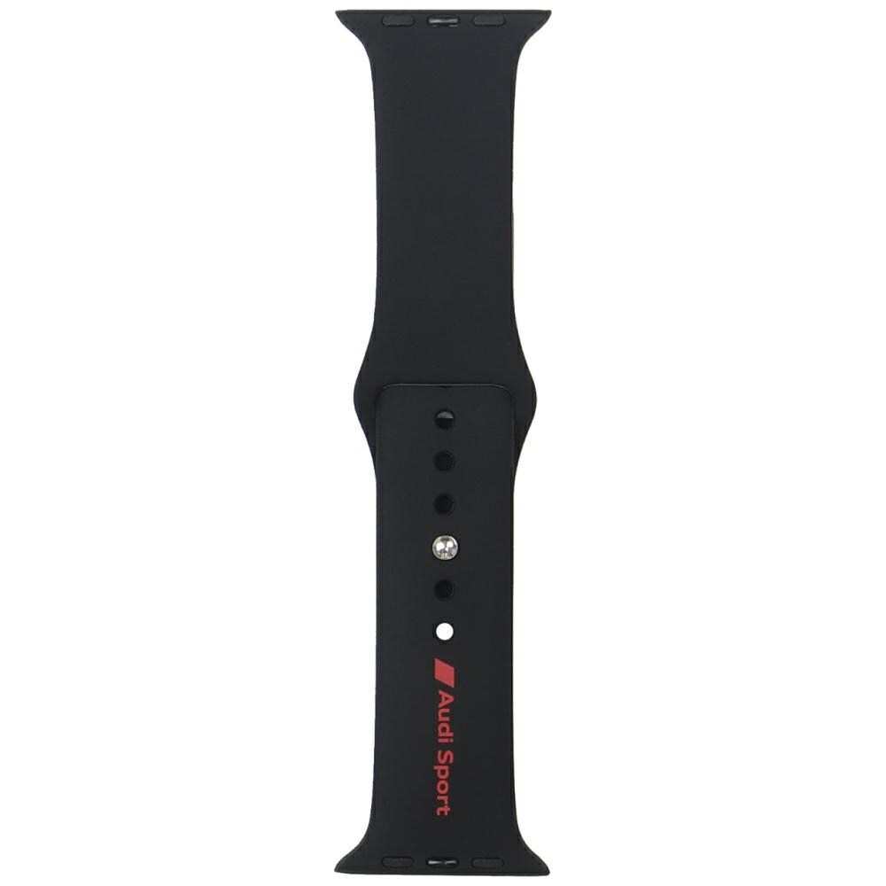 Audi Sport Punainen logo Silikoninen kellohihna Apple kellolle 44 / 45 / 46 / 49 mm - musta