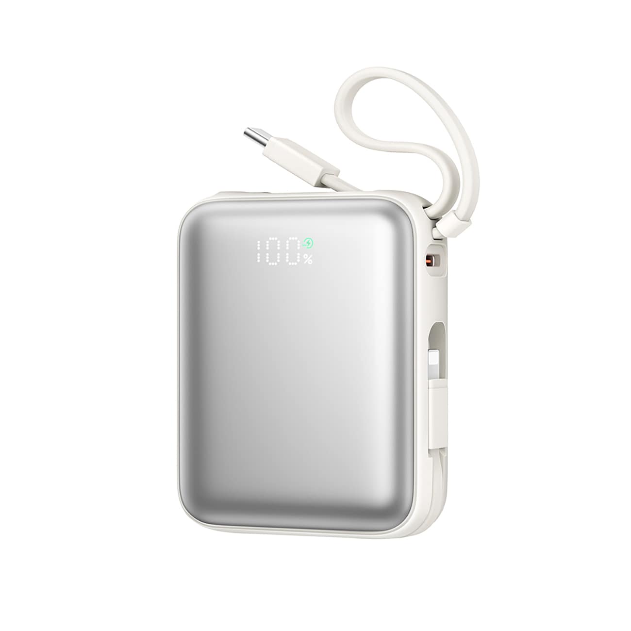 Joyroom JR-PBF27 10000mAh 22.5W power bank USB-C ja Lightning-kaapeleilla - valkoinen
