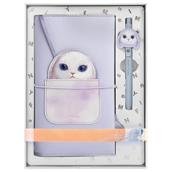 Nimmy Big Eyed Pet 2.0 Rabbit 2-in-1 muistikirja + kynäsetti - violetti