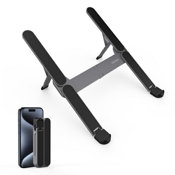 SODI kokoontaitettava kompakti mini kannettavan tietokoneen jalusta - harmaa