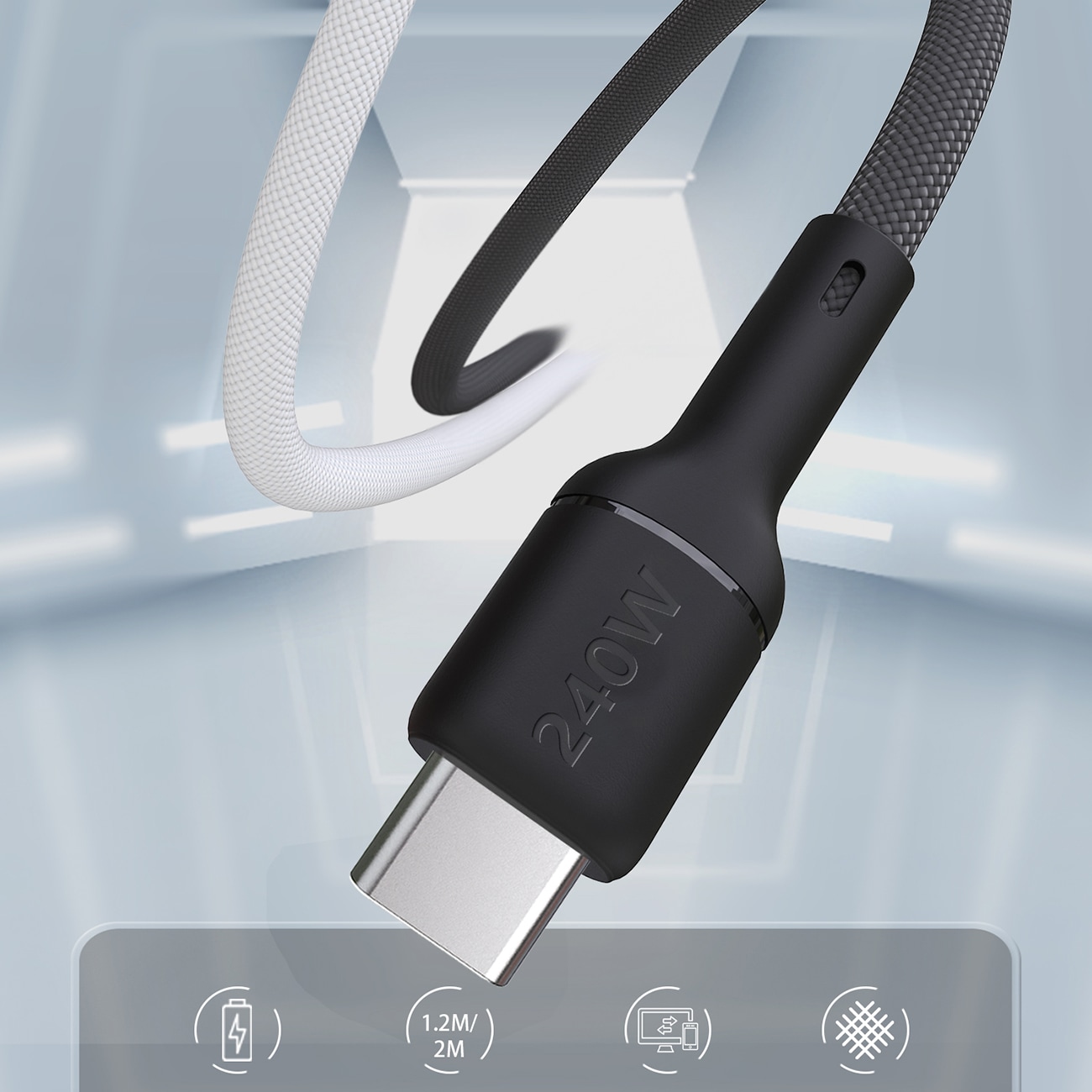 Dudao L9C Max 240 W USB-C-kaapeli, 2 m – Svart / PD-kaapeli / USB-C-latauskaapeli