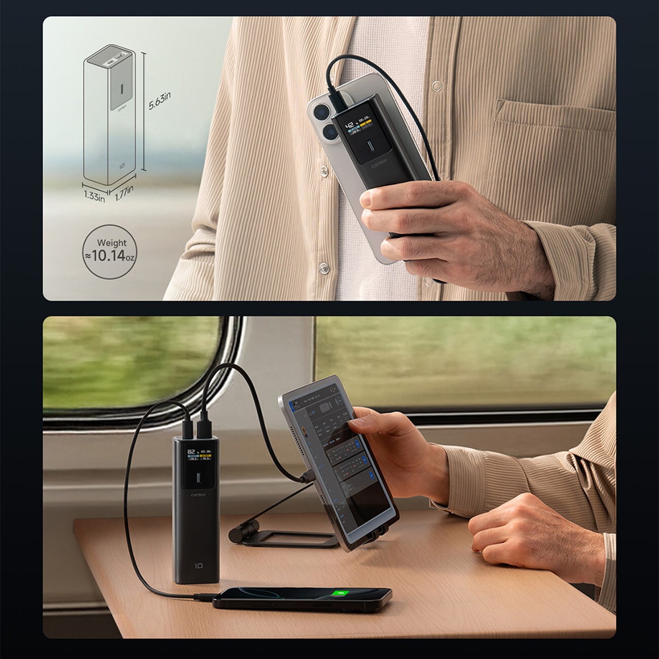Powerbank Cuktech CKPB100PGLBL 150W 10000mAh USB-C USB-A - musta