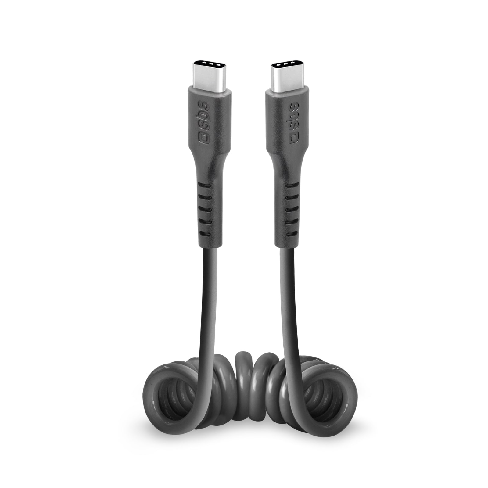 SBS TECABLETYPCCSK USB-C-spiraalikaapeli - USB-C 0,5m - musta