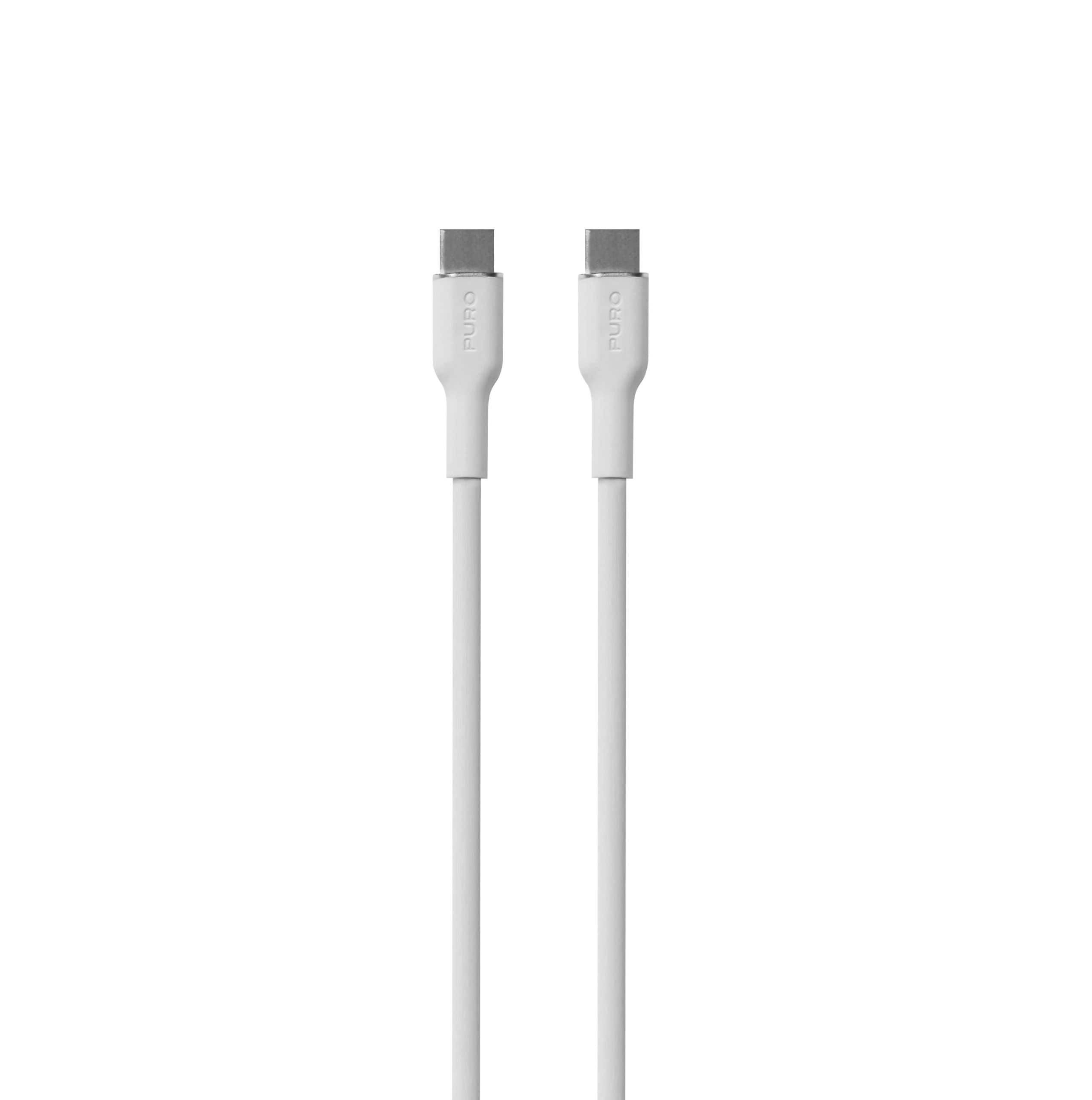 Puro Soft USB-C - USB-C 60W 1.5m silikonikaapeli - valkoinen