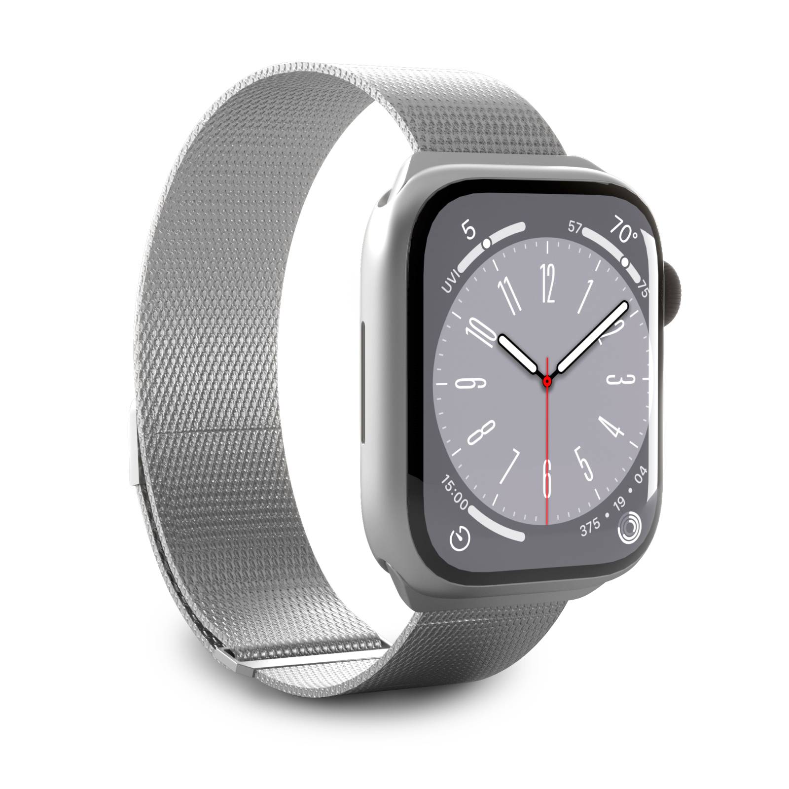 Puro Milanese ruostumattomasta teräksestä hihna Apple kellolle 42/44/45/49 mm - hopea
