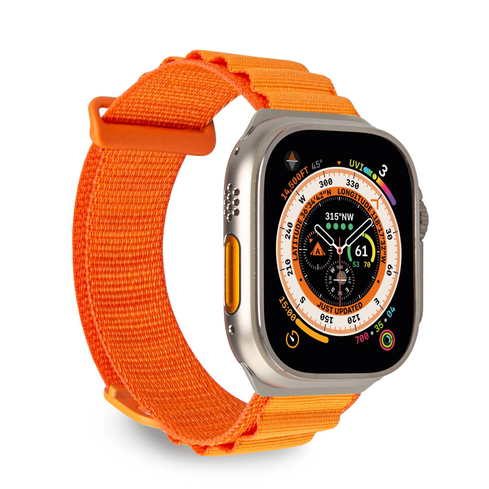 Puro Extreme Nylon hihna Apple kellolle 42 / 44 / 45 / 49 mm - Oranssi