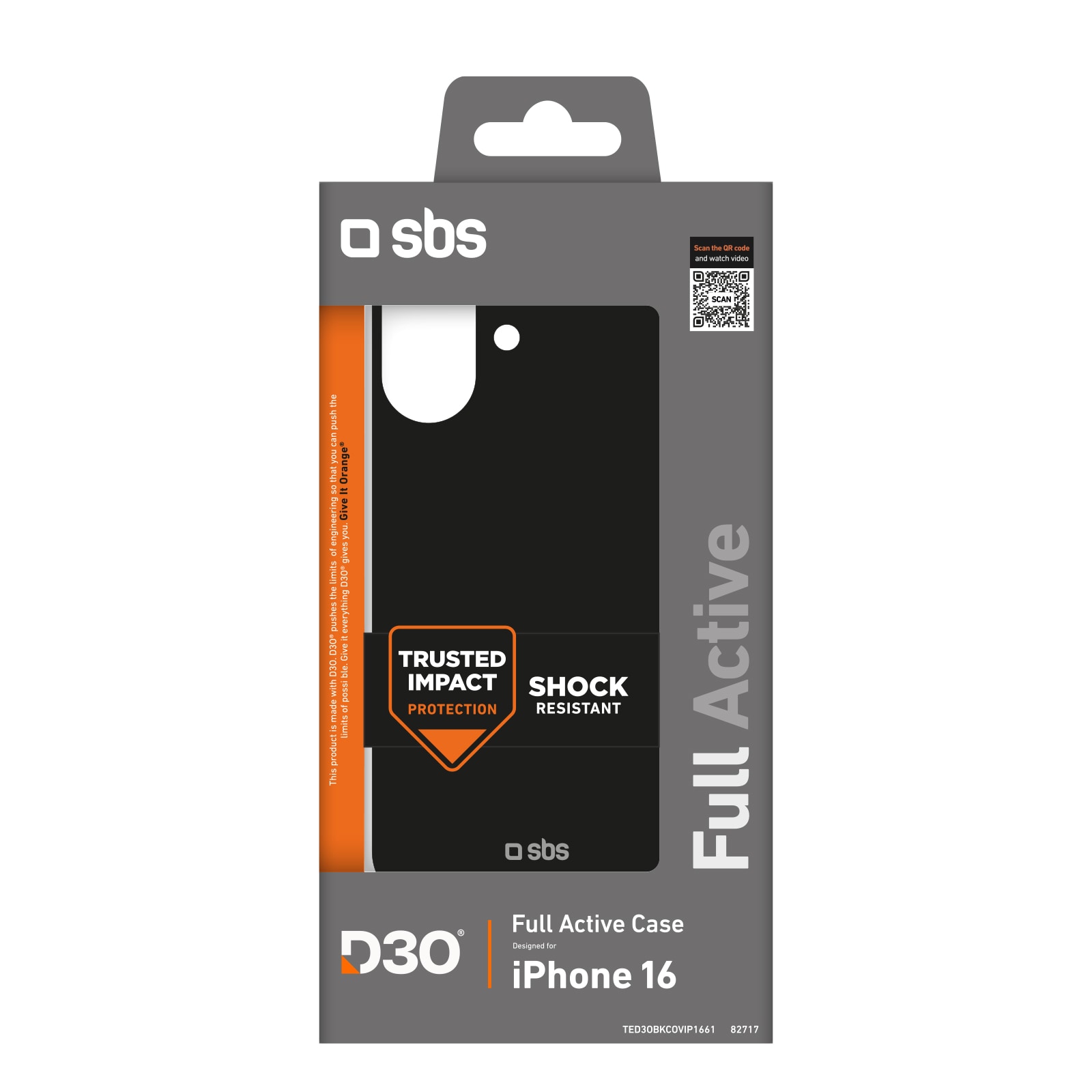 SBS Full Active D3O iPhone 16 Kotelo - Musta