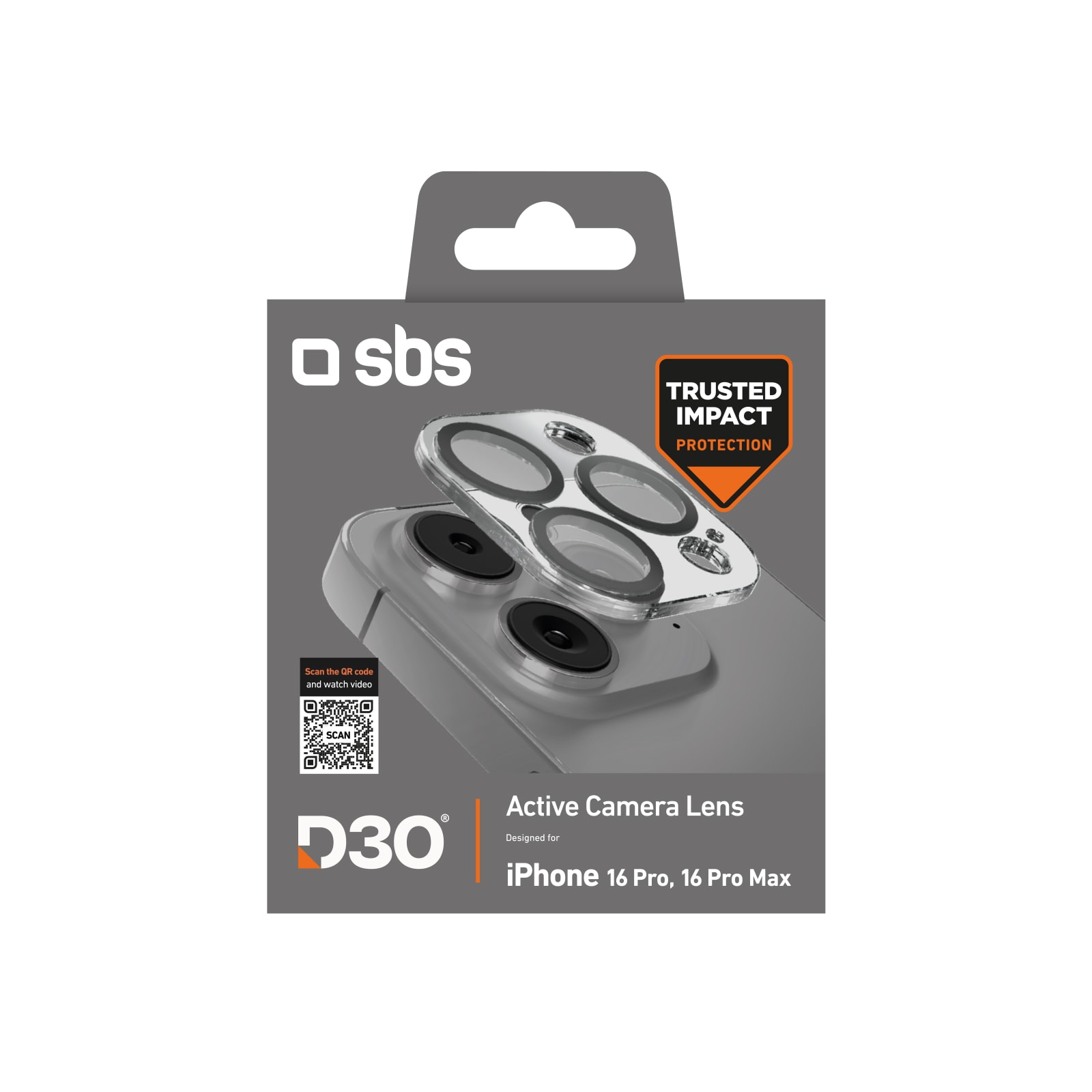 SBS Active Camera Lens D3O karkaistu lasi iPhone 16 Pro / 16 Pro Max kameraan