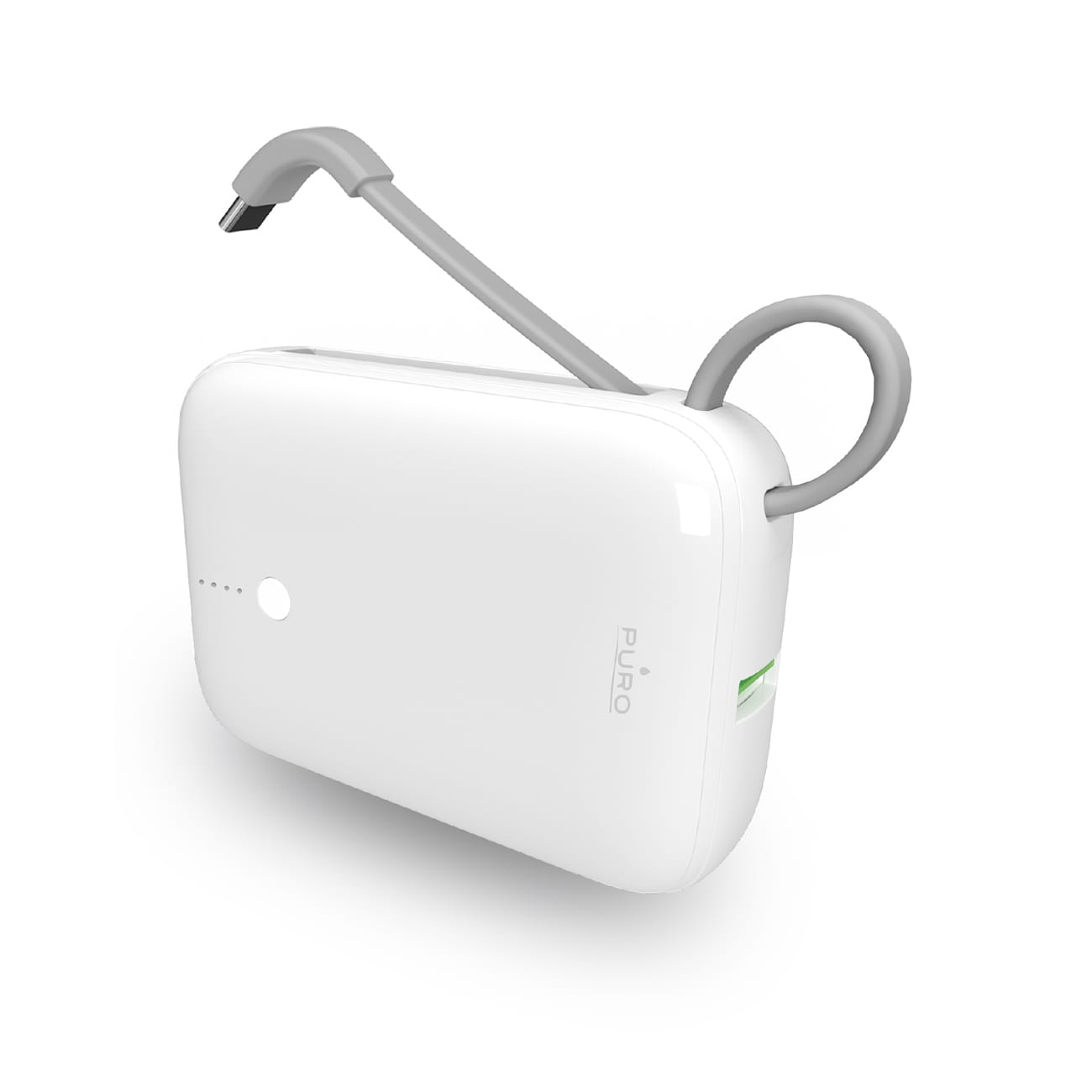 Puro Power Link 10 Plus 10000mAh tehopankki sisäänrakennetulla USB-C-kaapelilla - valkoinen