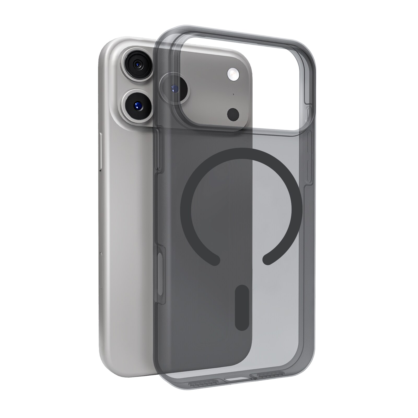 Puro Daylight Magsafe-yhteensopiva silikoni kotelo iPhone 17 Pro:lle - läpikuultava musta