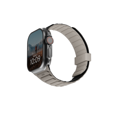 UAG Pathfinder silikoninen kaksipuolinen magneettihihna Apple kellolle, musta-harmaa