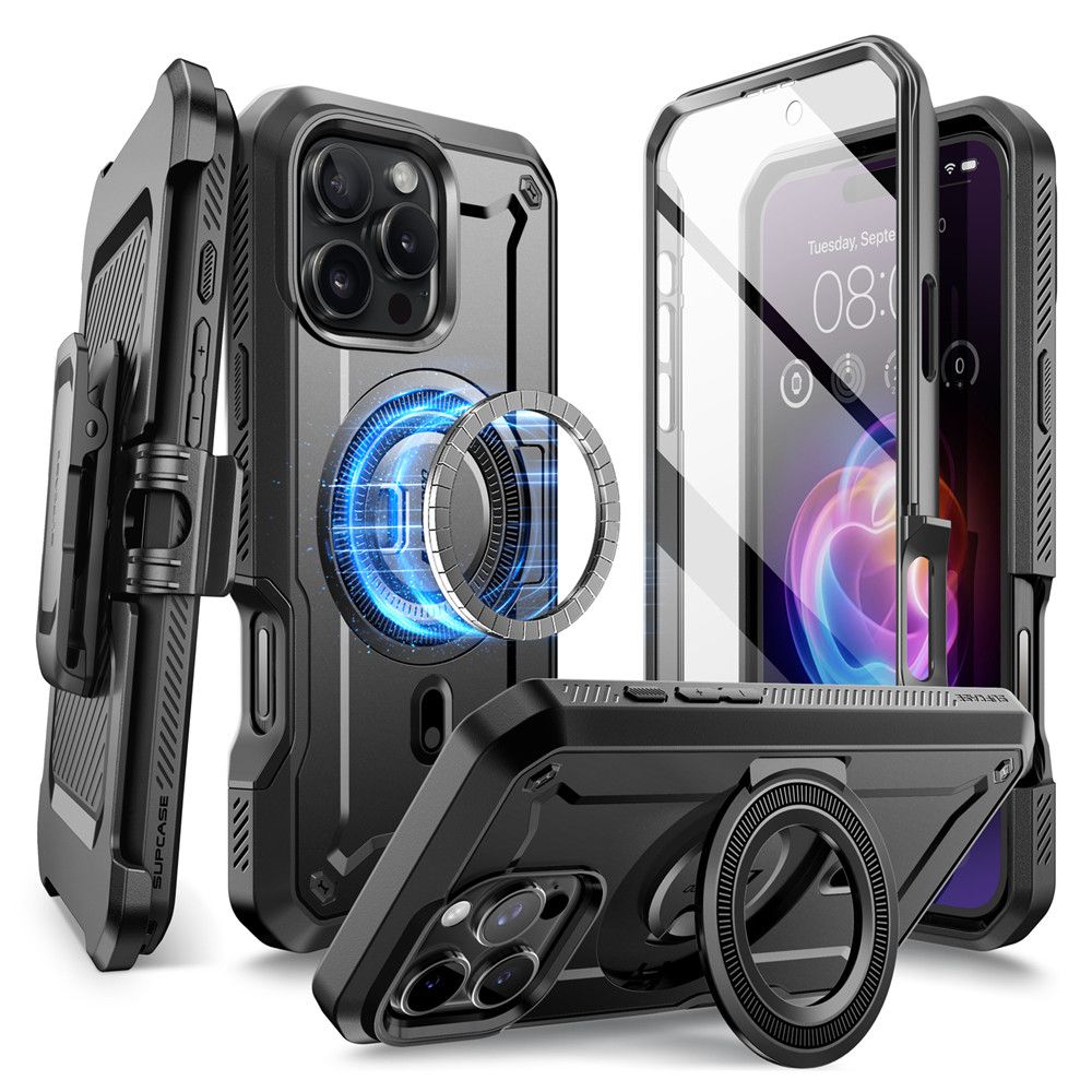 Supcase UB Pro Mag MagSafe kotelo iPhone 16 Pro Maxille - Musta