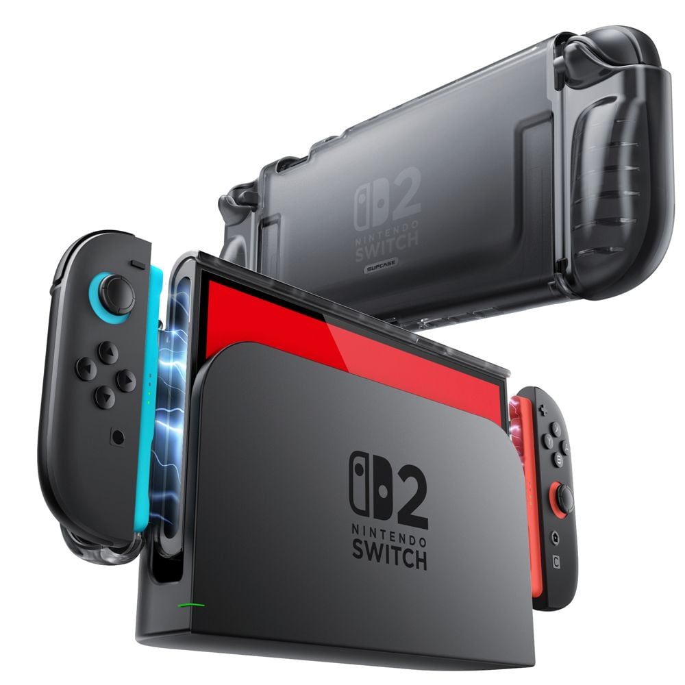 Supcase Crystal Case Nintendo Switch 2:lle - läpinäkyvä musta