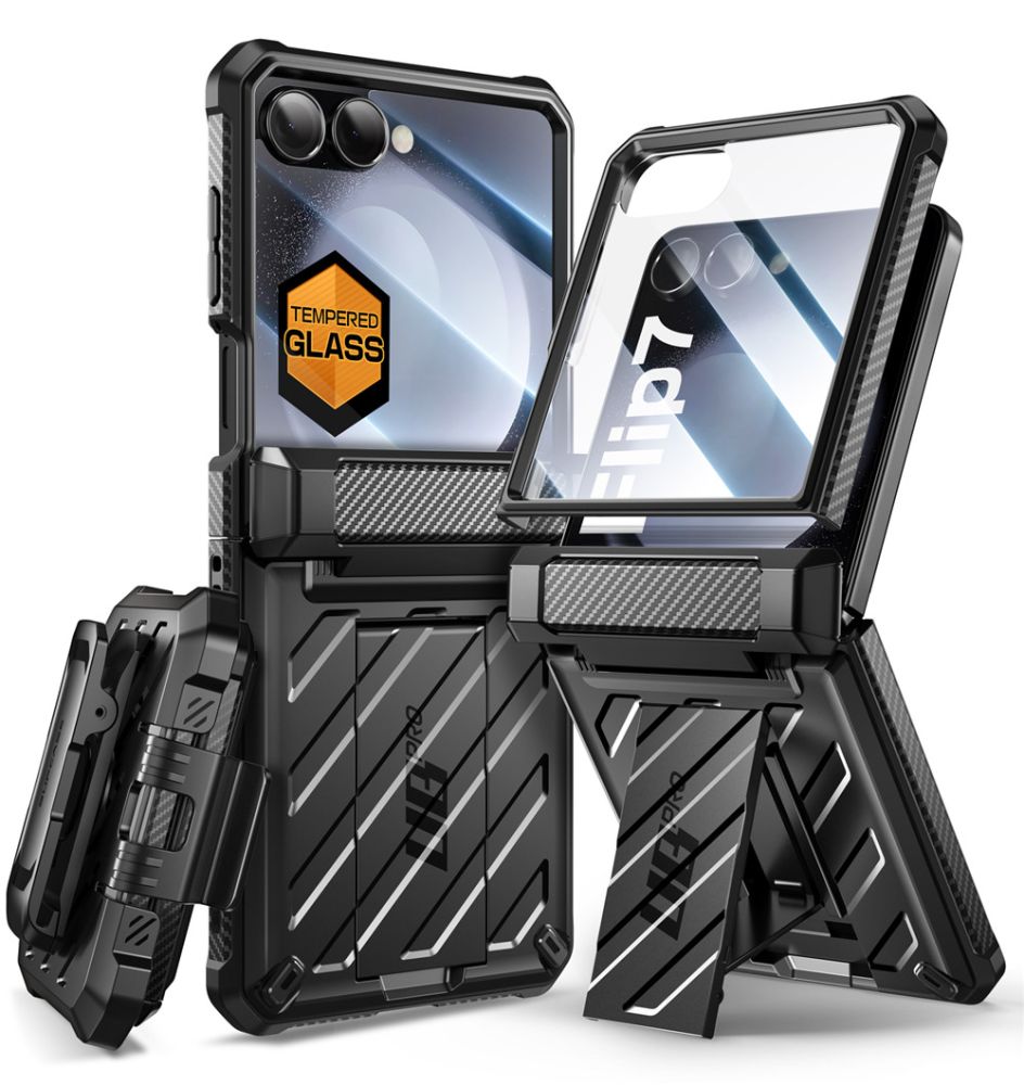 Supcase Unicorn Beetle Pro kotelo Samsung Galaxy Z Flip 7:lle - musta