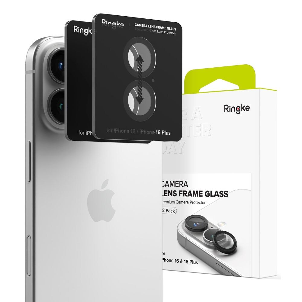 Ringke kameran kehyksen suojus 2-pack iPhone 16 / 16 Plus - Musta