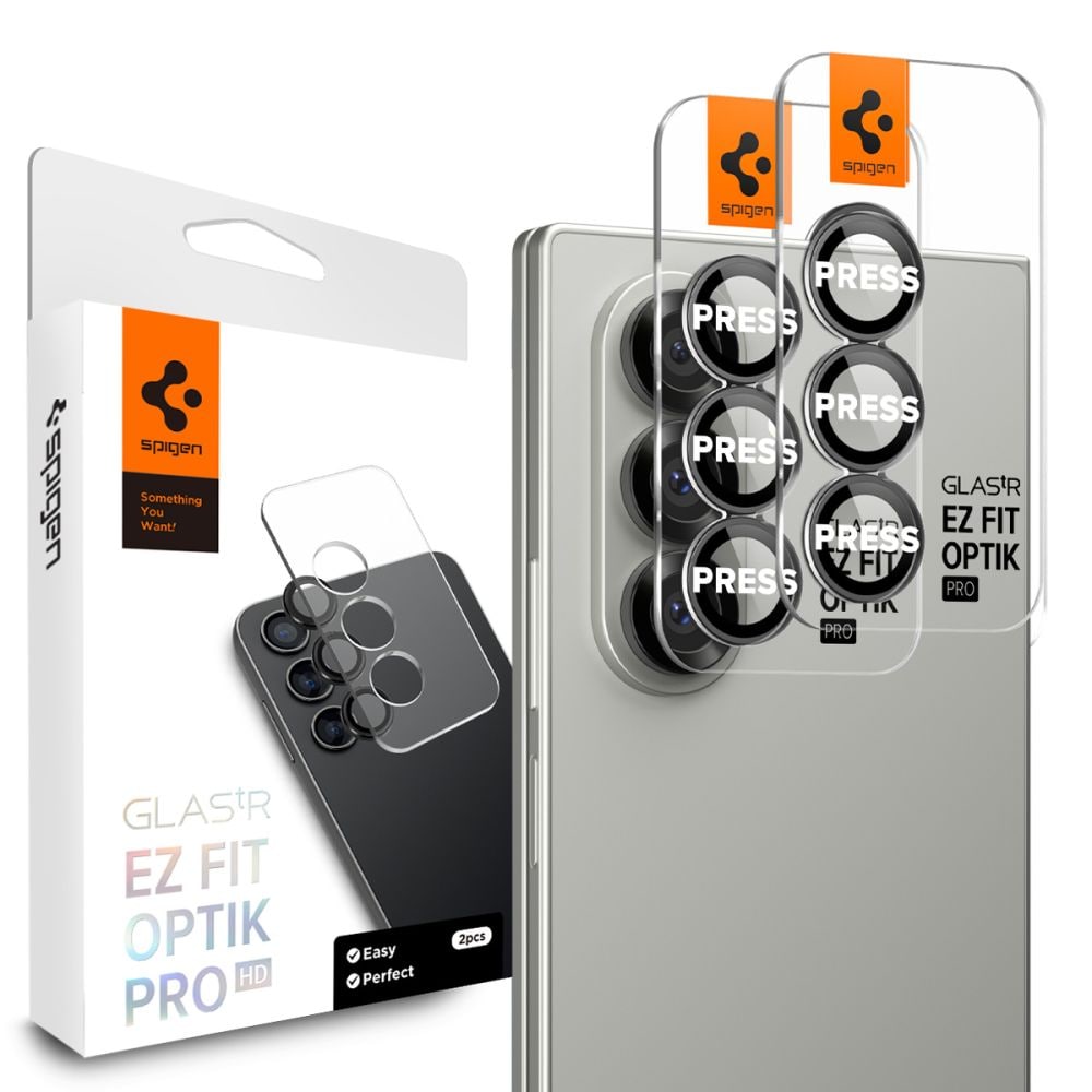 Spigen Optik Pro HD Glas.TR EZ Fit 2-pack kameran suojus Samsung Galaxy Z Fold 7 - musta - musta