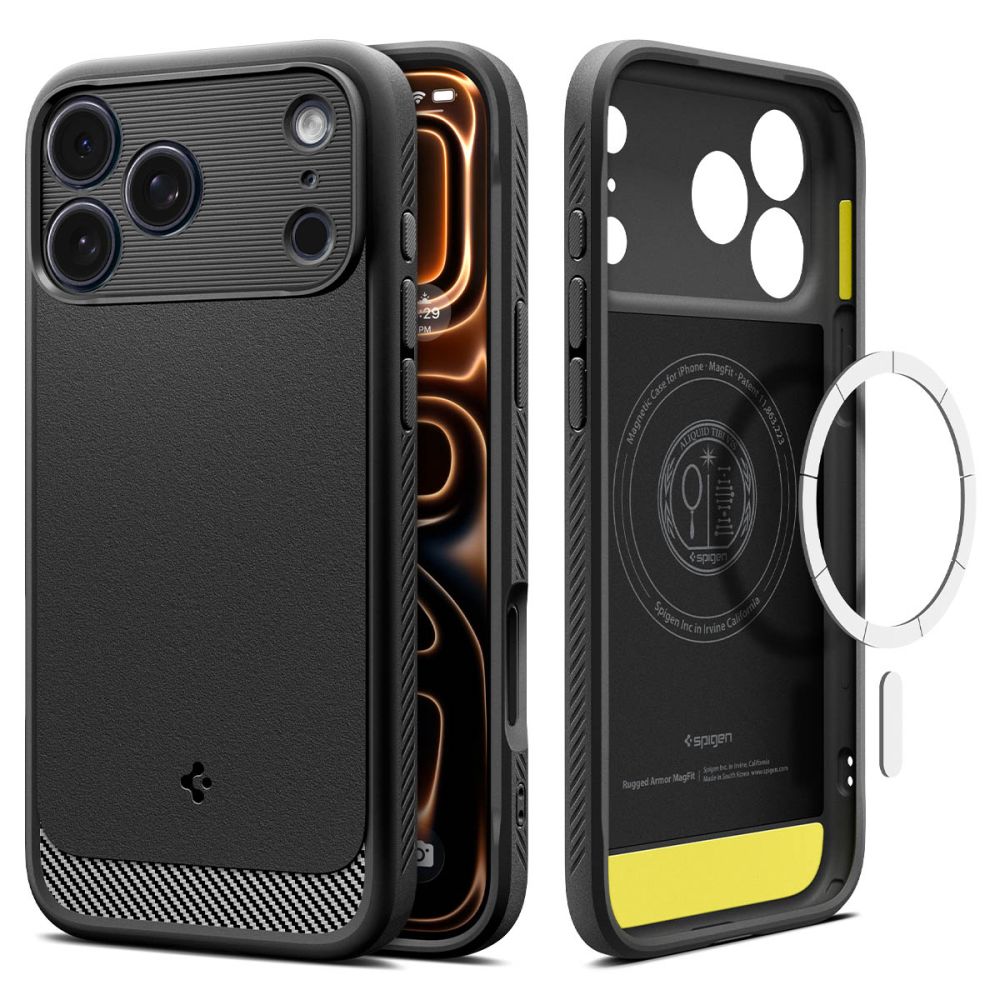 Spigen Rugged Armor Mag Mag MagSafe -kotelo iPhone 17 Pro Maxille - mattamusta - Mattamusta