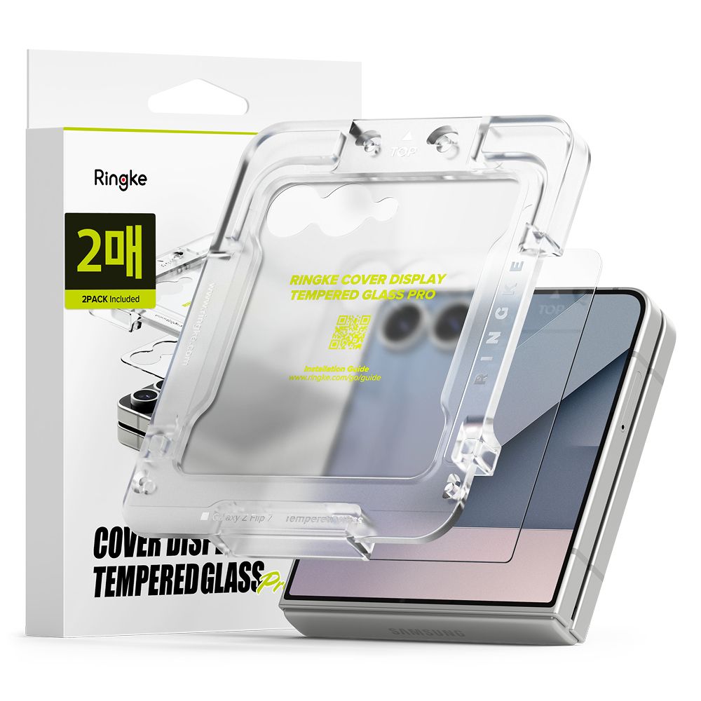 Ringke Cover Display Easy Slide karkaistu lasi 2-pack Samsung Galaxy Z Flip 7:lle - läpinäkyvä