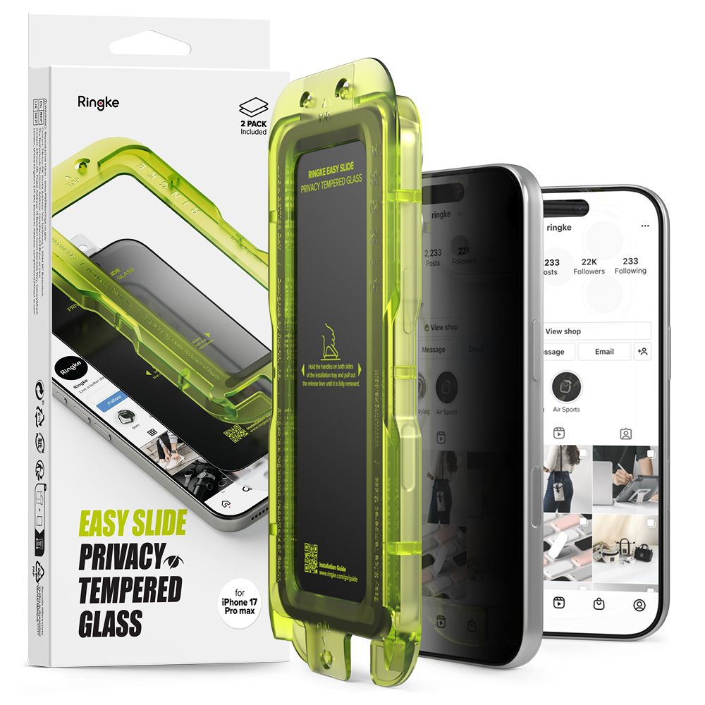 Ringke Easy Slide 2-pack Privacy Glass for iPhone 17 Pro - musta
