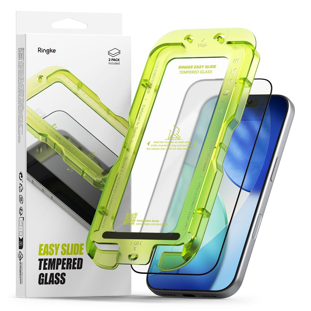 Ringke Easy Slide 2-pack karkaistua lasia iPhone 17 Pro Max - musta