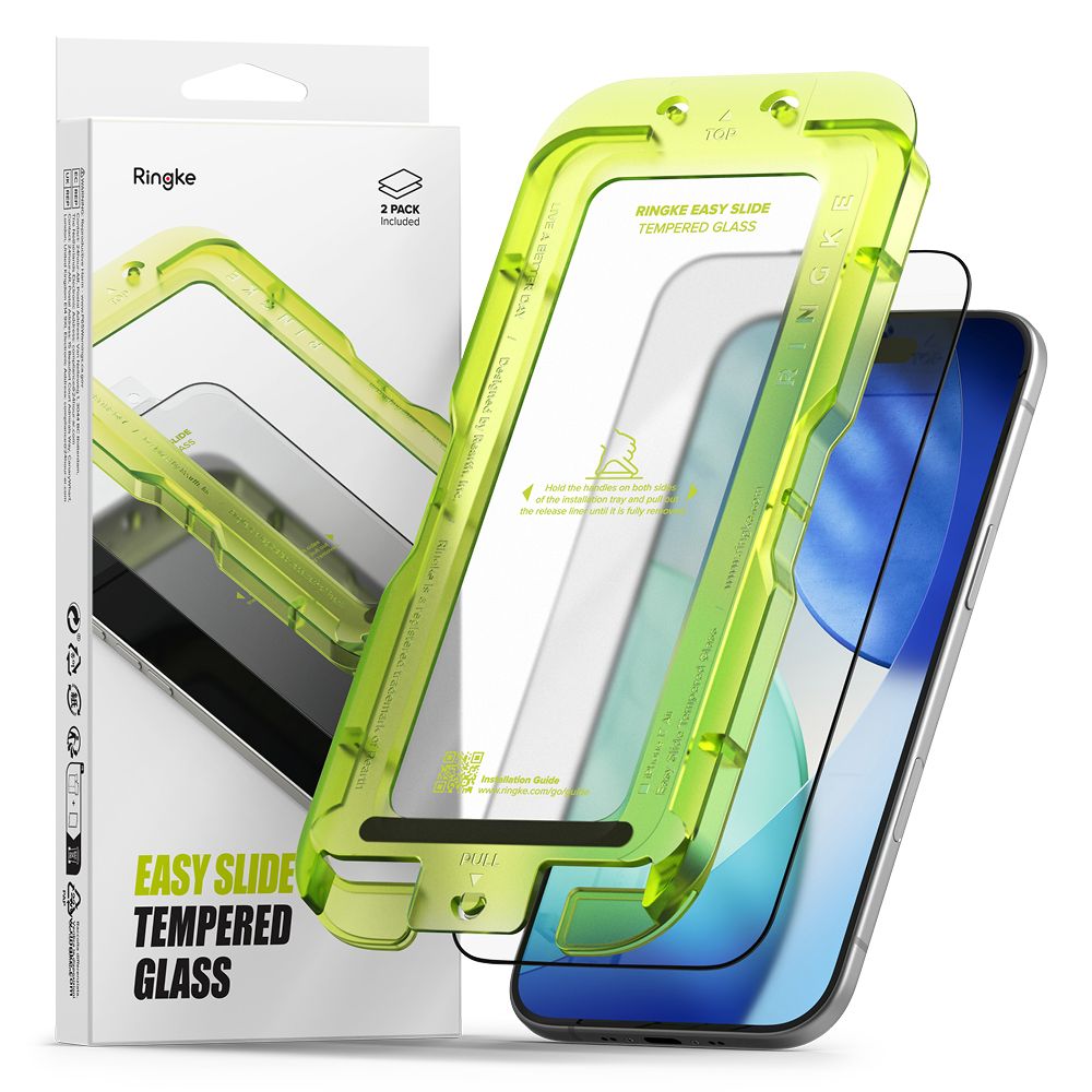 Ringke Easy Slide 2-pack karkaistua lasia iPhone 17 Air - musta