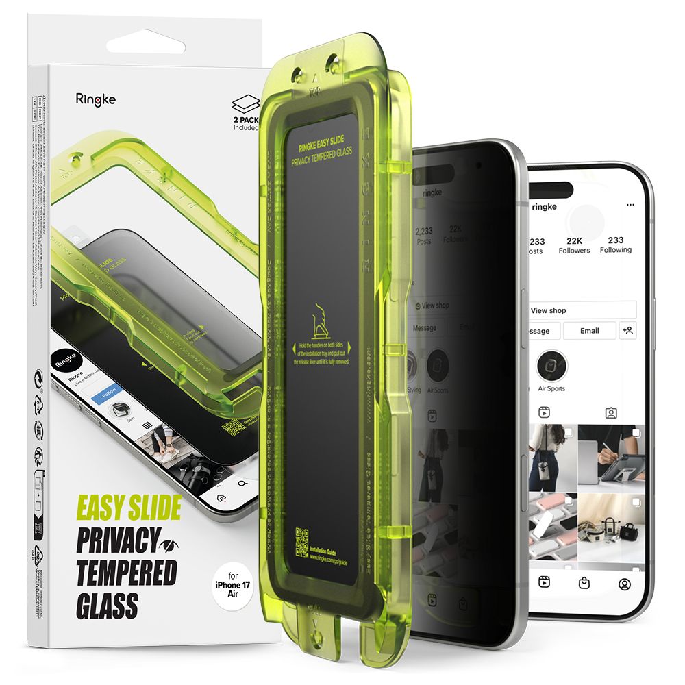 Ringke Easy Slide 2-pack Privacy Glass for iPhone 17 Air - musta