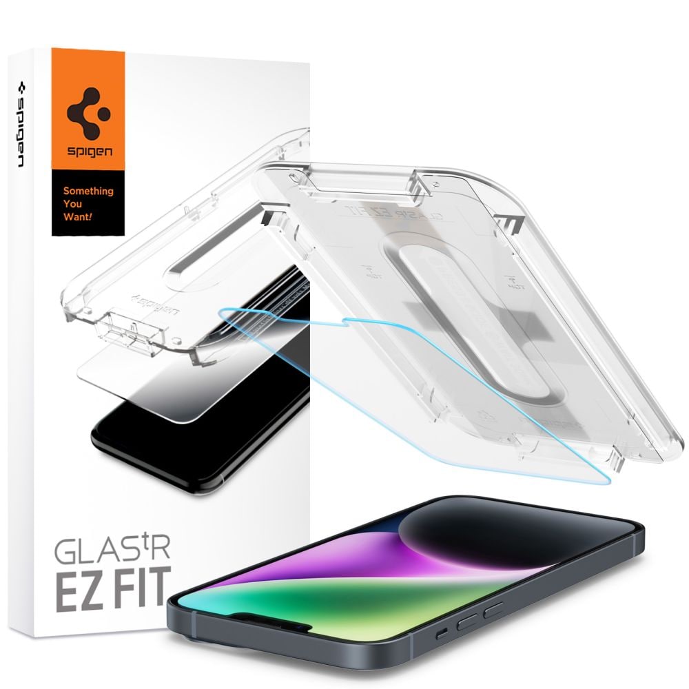 Spigen Glas.tR EZ Fit karkaistu lasi iPhone 13 / 13 Pro / 14 / 16e -puhelimelle