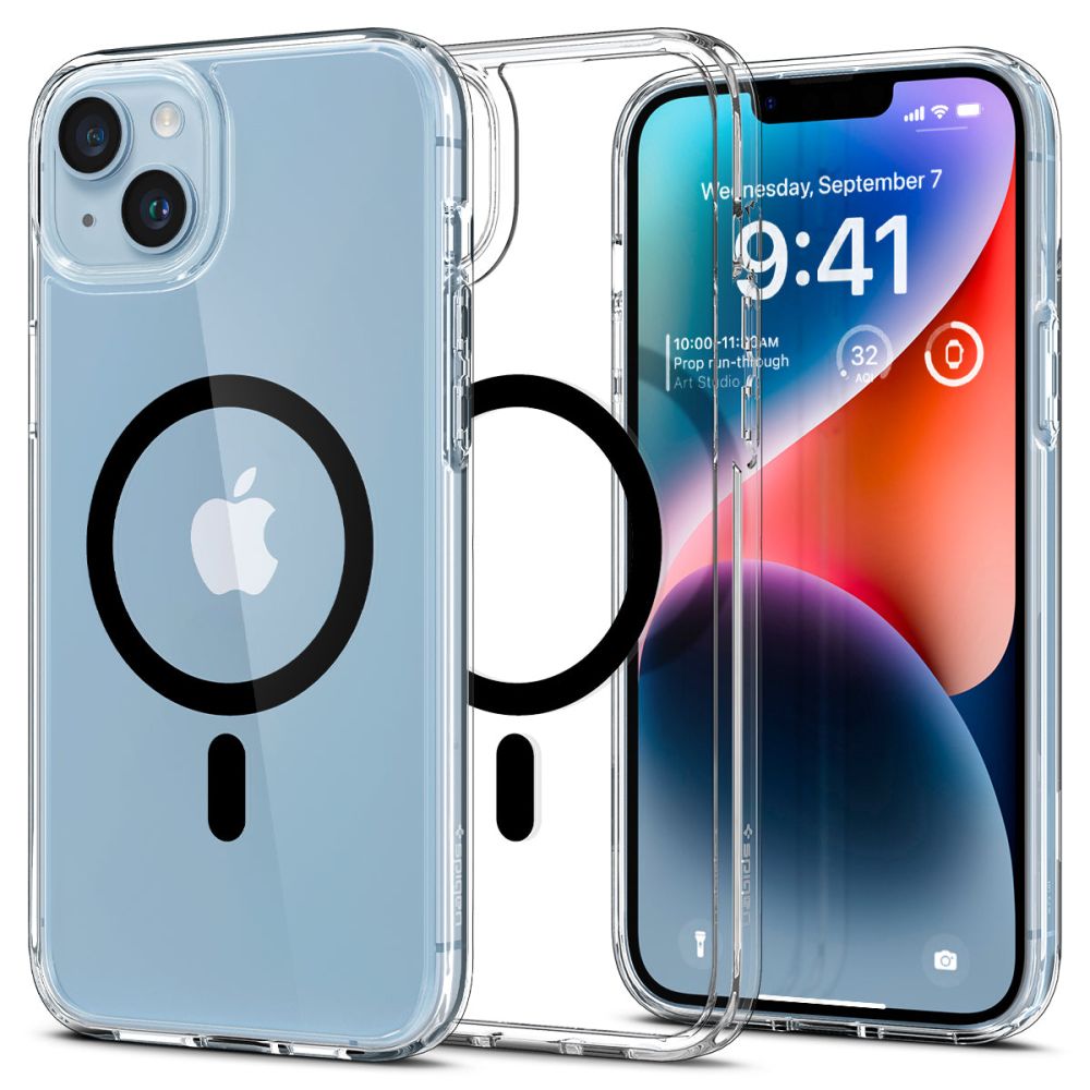 Spigen Ultra Hybrid Mag -kotelo MagSafella 14 Plus -puhelimelle - Kirkas musta