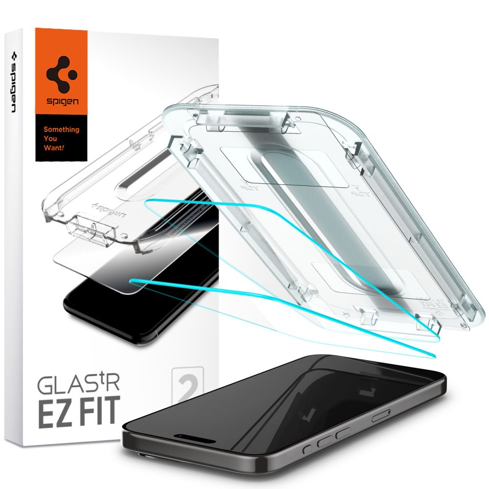 Spigen Glas.tR EZ Fit karkaistu lasi iPhone 15 Pro Max - 2 kpl.