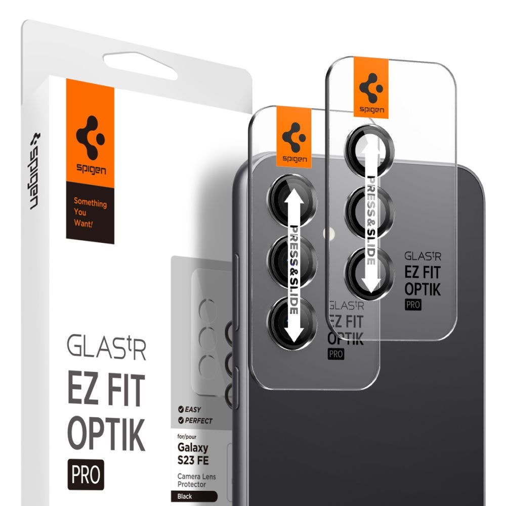 Spigen Glas.tR EZ Fit Optik kamerasuoja Samsung Galaxy S23 FE - musta 2 kpl.