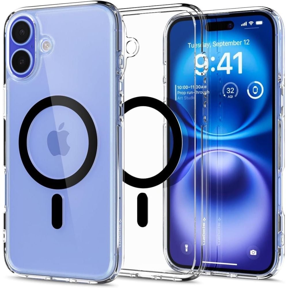 Spigen Ultra Hybrid Mag -kotelo MagSafella 16 Plus -puhelimelle - musta